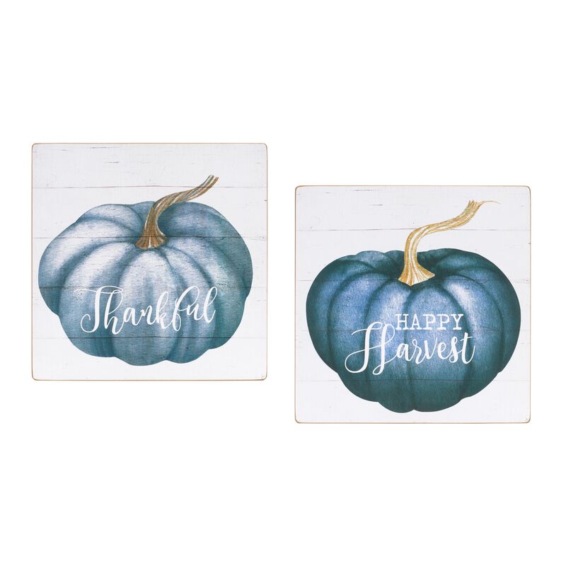 Pumpkin Sign Decorative Fall Wall Art for Home or Outdoor Autumn Decor (Set of 4)