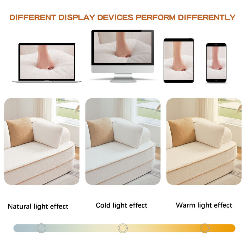 TATEUS Teddy Fabric 32D Boneless Sofa with L-Shaped Chaise