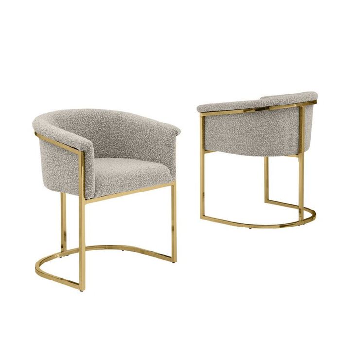 Best Quality Furniture Best Quality Teddy Boucle In Gray Side Chair - Set Of 2