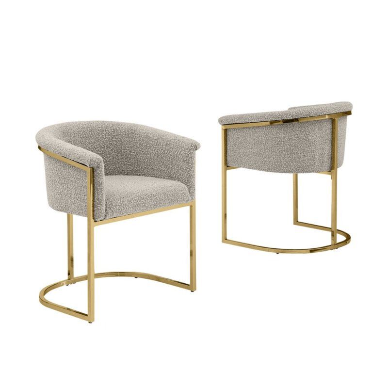 Best Quality Furniture Best Quality Teddy Boucle In Gray Side Chair - Set Of 2