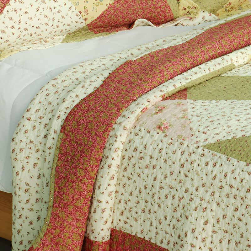 Queen Size Cotton 3-Piece Vermicelli Quilted Printed Quilt Set with Matching Shams image number 2