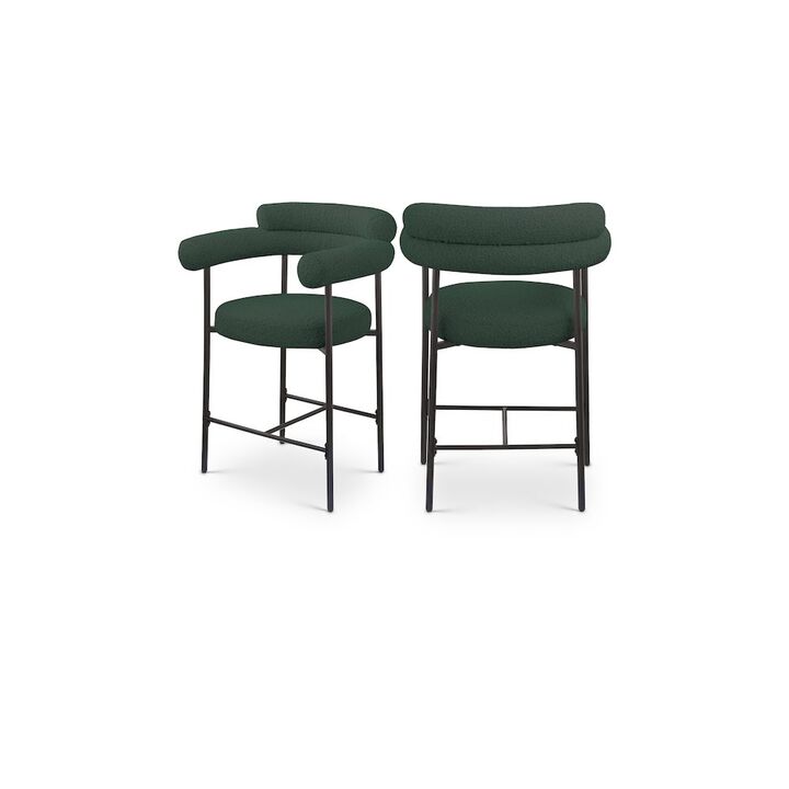 Meridian Furniture Blake Boucle Fabric Counter Stool, Set of 2