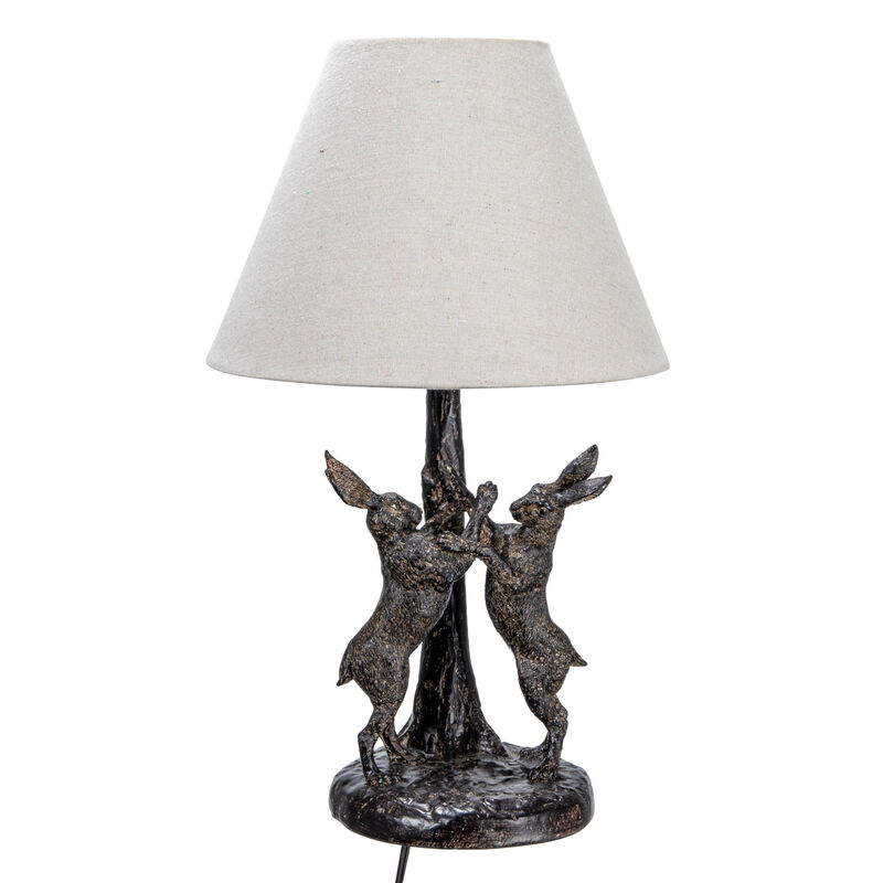 Bunny Rabbit Table Lamp with Linen Empire Shade, Brown and Natural image number 3