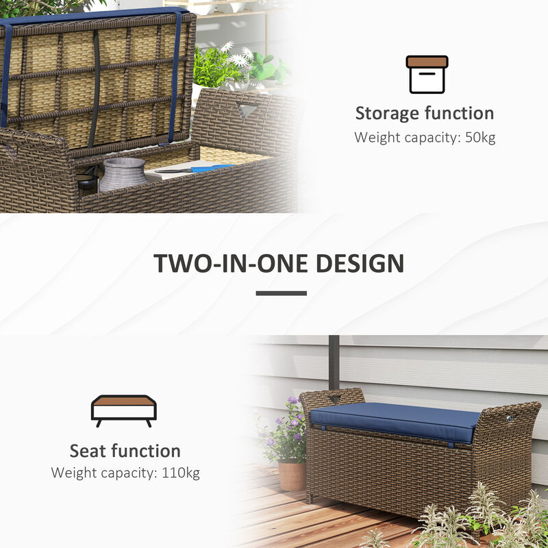 Hivvago 2-in-1 Rattan Patio Bench with Storage image number 5