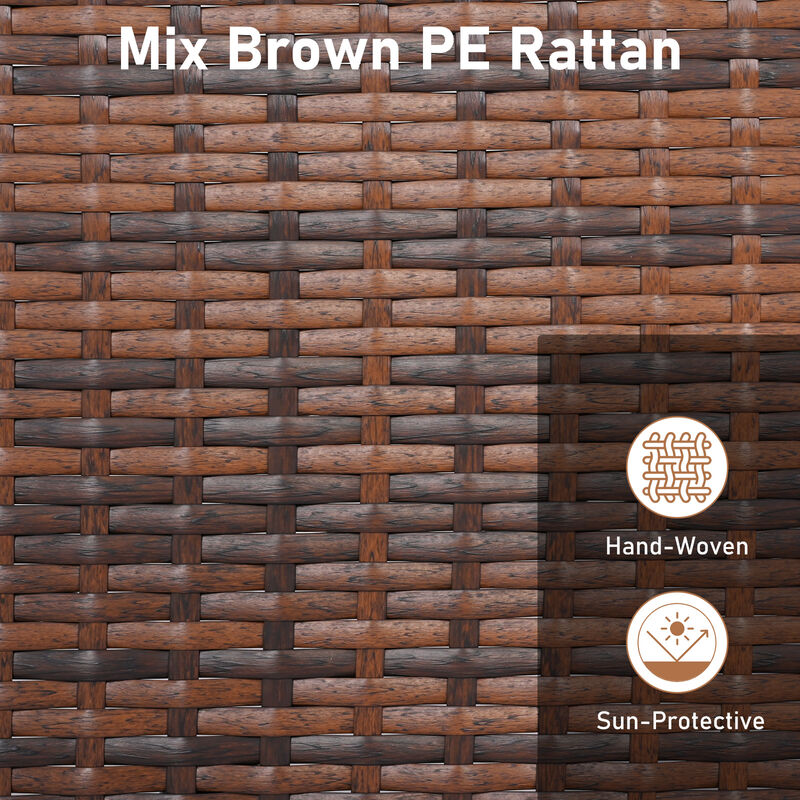 Set of 2 PE Rattan Wicker Ottomans with Soft, Removable Cushions-Beige image number 5