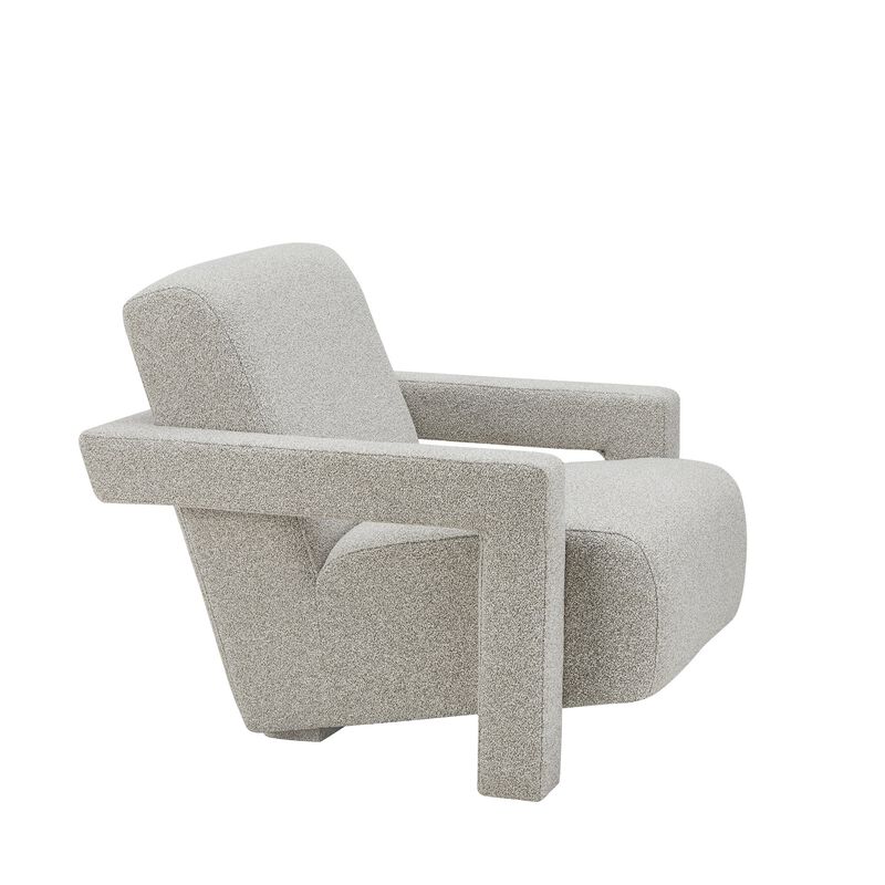 Cid Lily 28 Inch Accent Chair, Light Gray Polyester, Foam Cushions, Wood