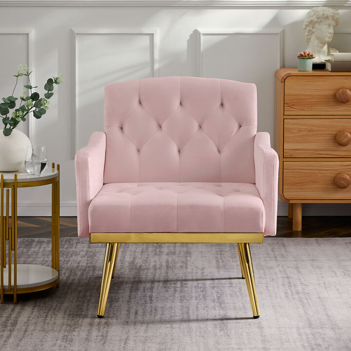 Streamdale Velvet Armchair With Metal Legs