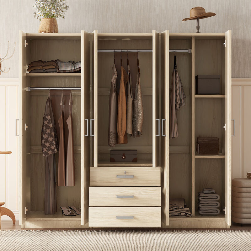 Merax 6-Doors Wooden Wardrobe Storage for Bedroom