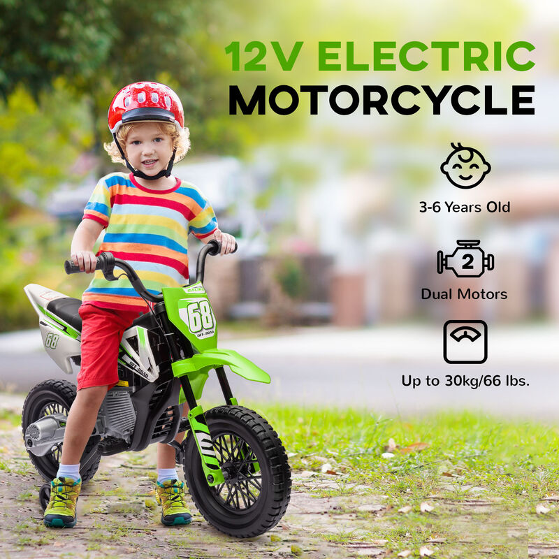 BreeBe 12V Kids Electric Motorcycle w/ Twist Grip Throttle, Training Wheels, Rear Suspension & Music image number 5