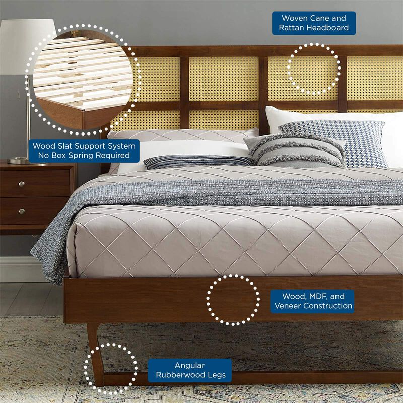 Modway - Sidney Cane and Wood King Platform Bed with Angular Legs image number 8