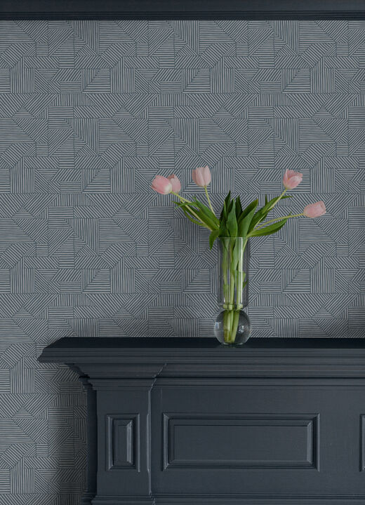 Crescendo Blue Block Geometric Wallpaper