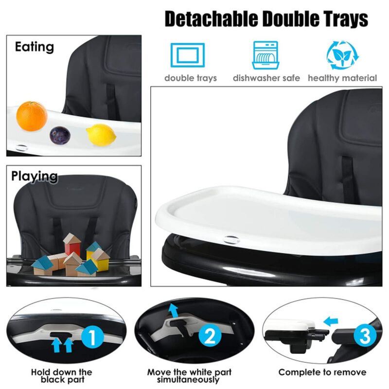 Hivvago 4-in-1 High Chair Booster Seat with Adjustable Height and Recline