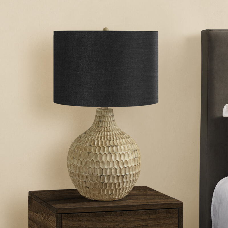 ELEMENT ACE Contemporary 25 Inch Height Table Lamp with Textured Gourd Base and Linen Drum Shade Perfect for Living Room Bedroom Home Office Side Table Nightstand image number 3