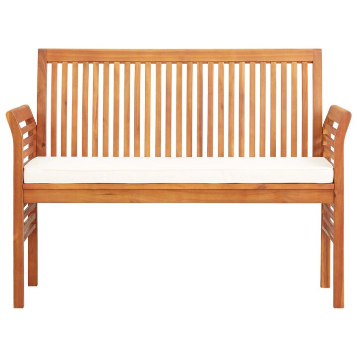 vidaXL 2-Seater Garden Bench with Cushion 47.2" Solid Acacia Wood