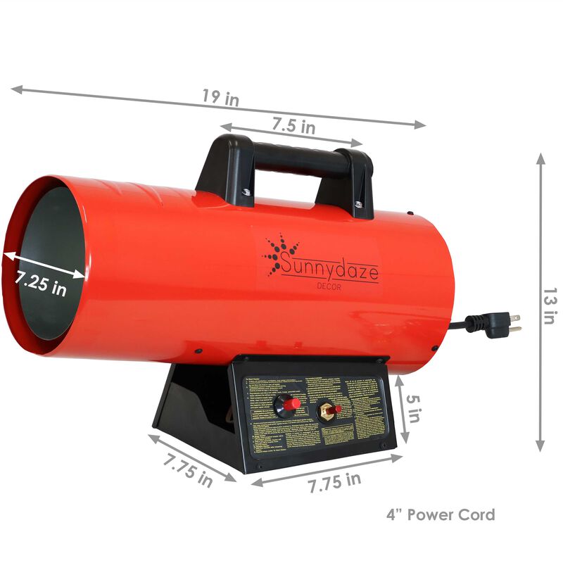 Sunnydaze 40,000 BTU Steel Forced Air Propane Heater with Auto Shut Off
