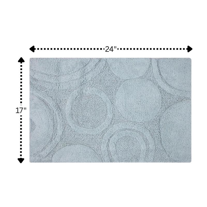 Knightsbridge Orbit Bath Rug Cotton Non Skid Back - 17x24", Light Blue
