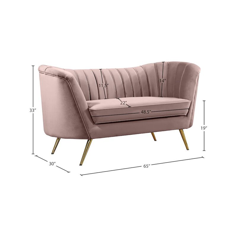 Meridian Furniture Margo Pink Velvet Loveseat