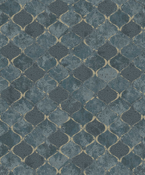 Pilak Blue Ogee Tile Wallpaper (Set of 2)
