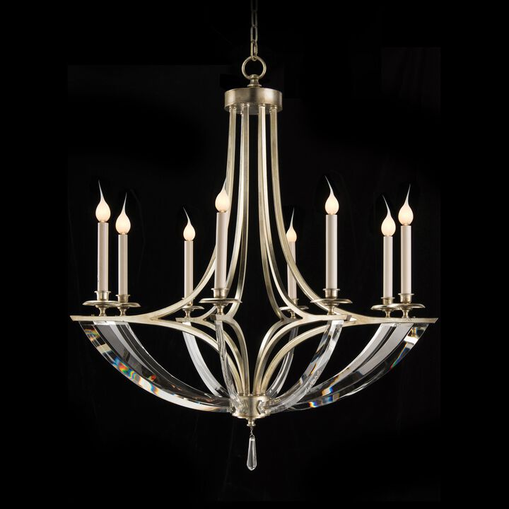 Bent-Crystal Eight-Light Chandelier