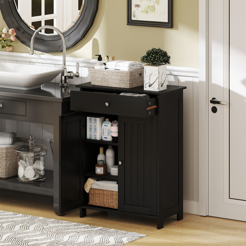 Bathroom Storage Cabinet with 2 Doors &ndash; Freestanding Floor Organizer