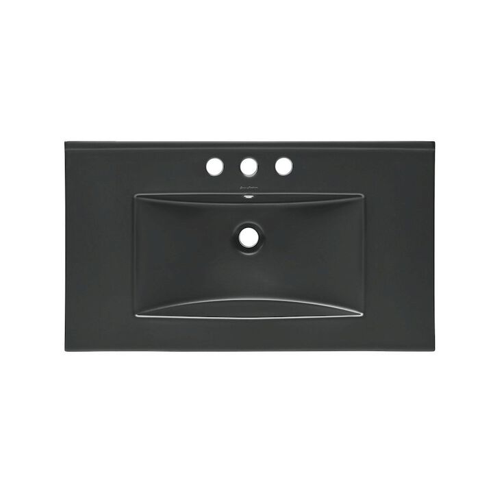 30" 3-Hole Centerset Vanity Sink Top in Matte Black