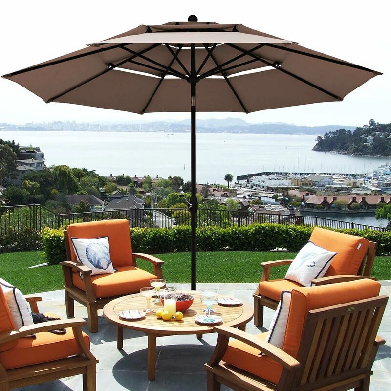 Mondawe 10 Feet 3 Tier Outdoor Patio Umbrella with Double Vented