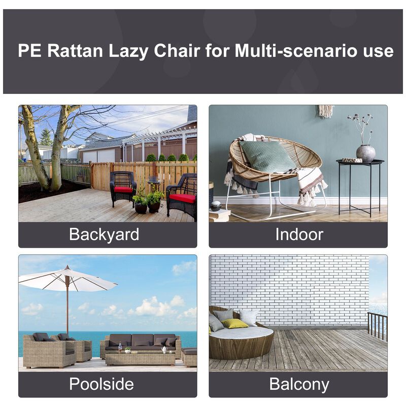 Grey Garden Cocoon: Patio Wicker Egg Chair with Soft Cushion