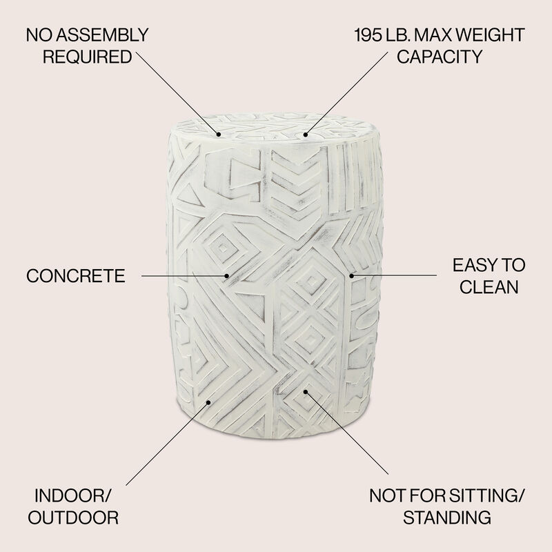 Rafi MidCentury Modern Geometric Drum Garden Stool