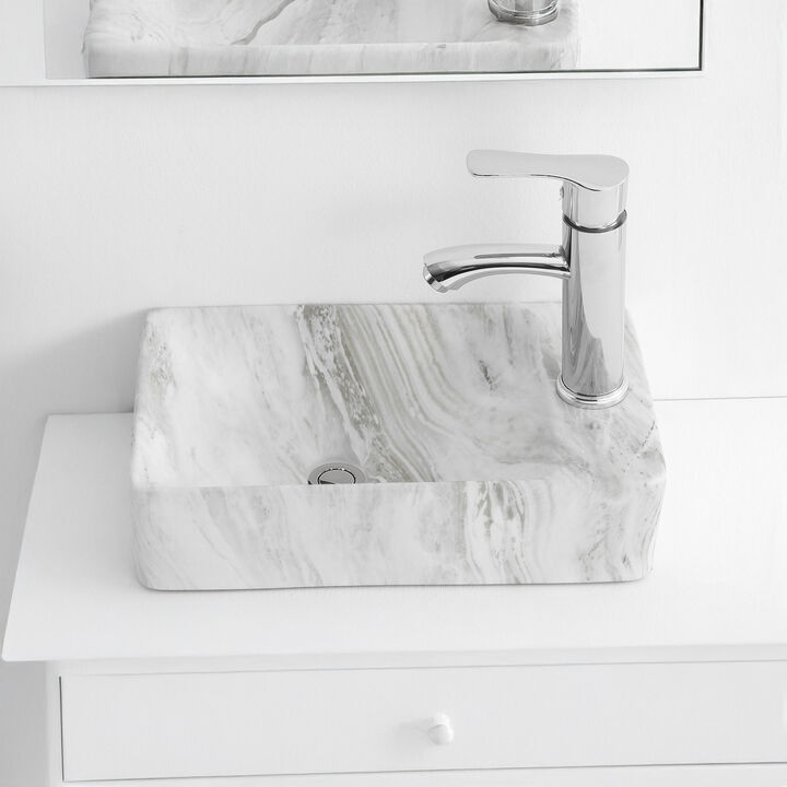 Felix 15 in. W x 8 in. D Modern Wall Mounted Rectangular Ceramic Mini Sink