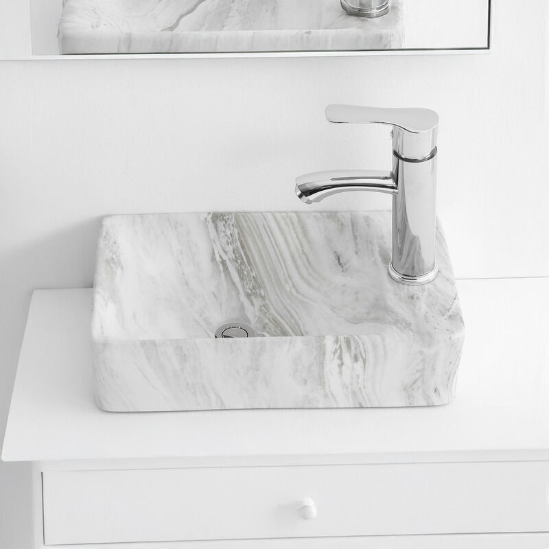 Felix 15 in. W x 8 in. D Modern Wall Mounted Rectangular Ceramic Mini Sink