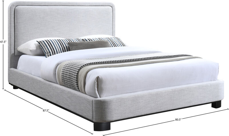 Meridian Furniture Nolita Grey Linen Textured Fabric King Bed