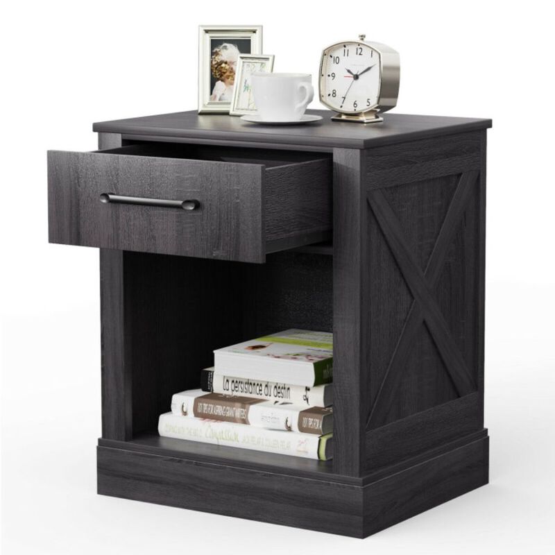 Hivago Compact Nightstand with Drawer and Shelf
