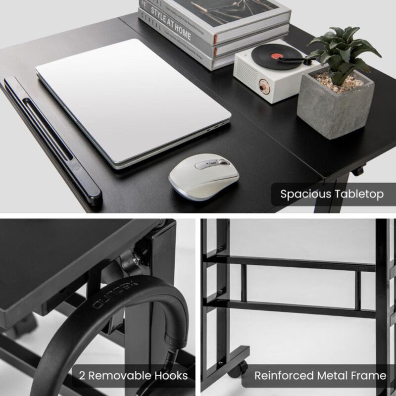 Hivvago Height Adjustable Mobile Standing Desk with Rolling Wheels for Office and Home