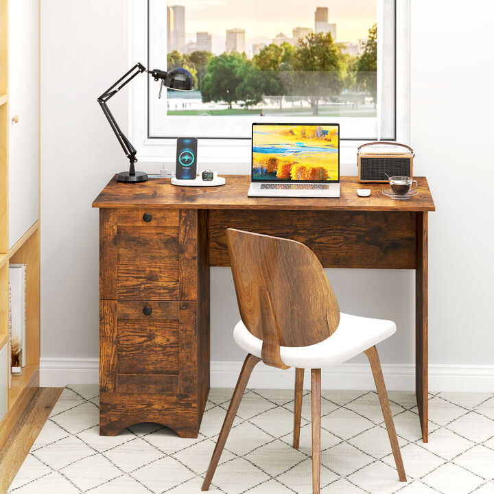 Wooden Computer Workstation Desk with 3 Storage Drawers for Home or Office