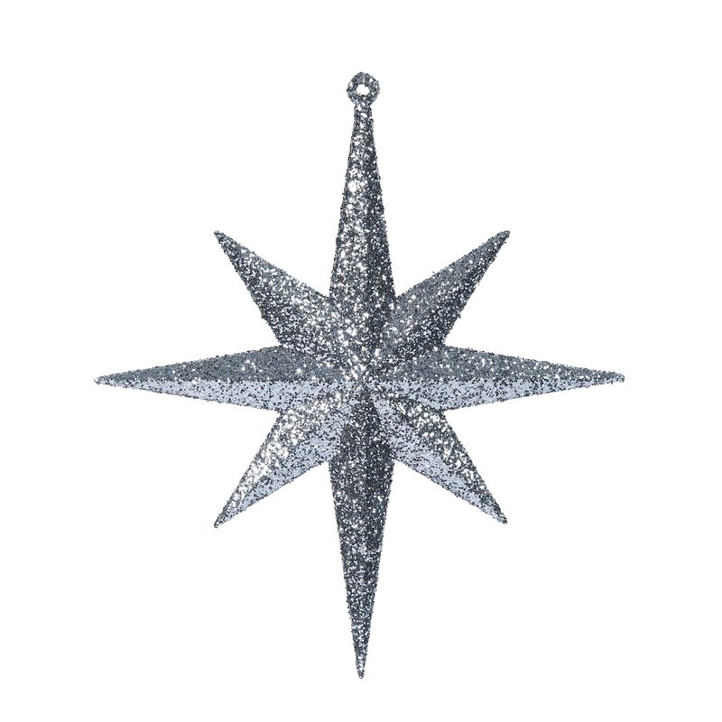 Vickerman 8" Pewter Iridescent Glitter Bethlehem Star Christmas Ornament, 4 per Box image number 0