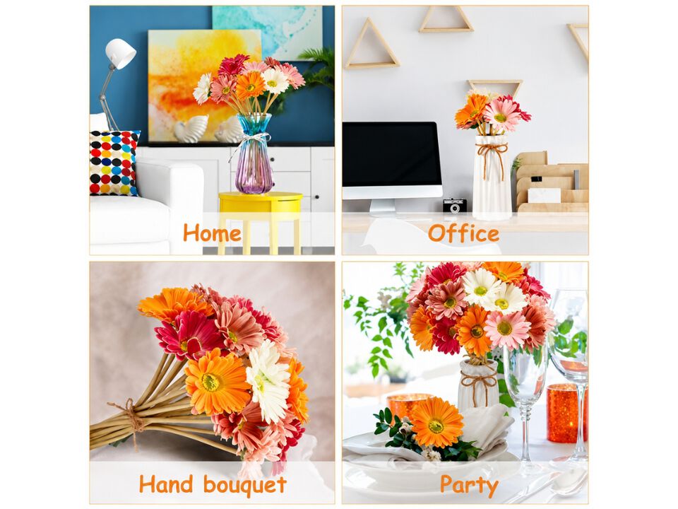 18 Piece Orange Artificial Daisy Flower Stems Wedding Centerpiece Decor