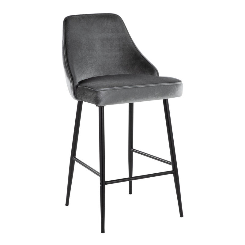 Lumisource Marcel Contemporary Counter Stool in Black Metal, Velvet - Set of 2 image number 3