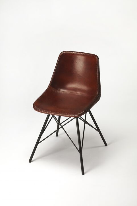Hivvago 21 Inch Brown and Black Faux Leather Side Chair