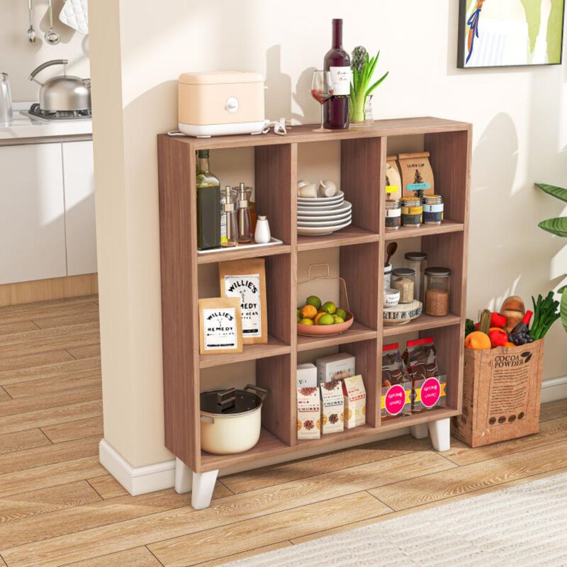 Hivvago 9-Cube Bookcase with 6 Removable Shelves and Raised Support Feet