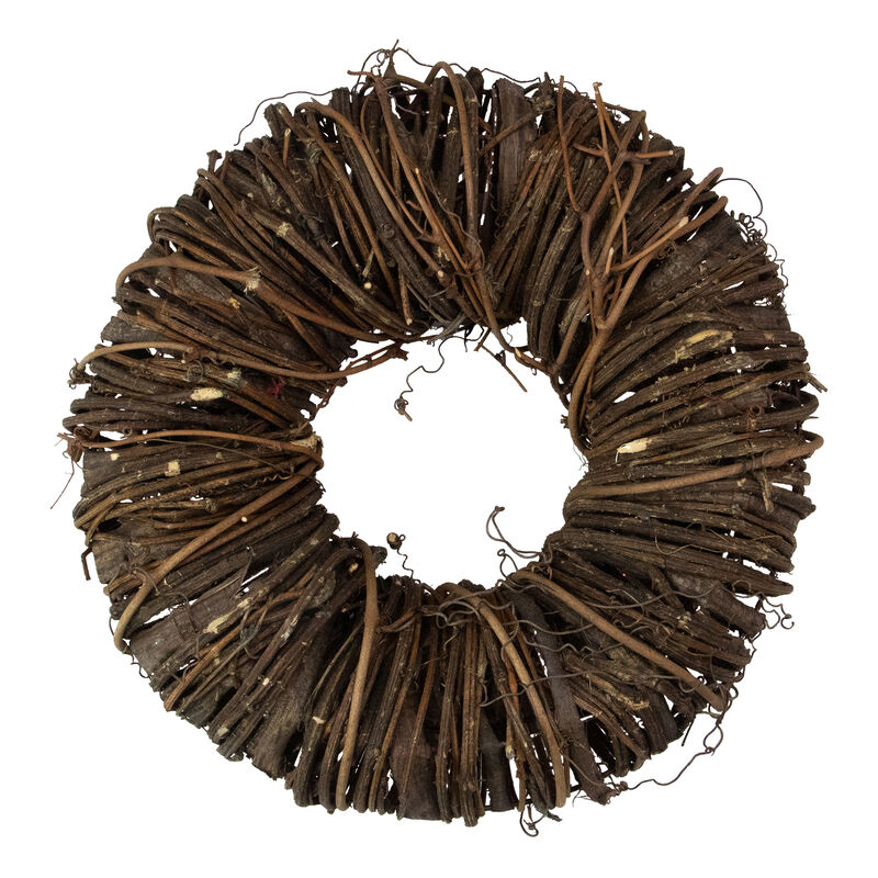 12" Brown Rustic Twig and Tree Bark Artificial Spring Wreath image number 1