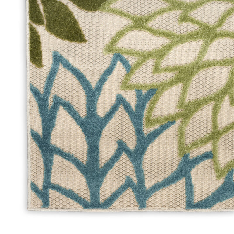 HomeRoots 12' X 15' Green Blue Yellow And Dark Green Floral Indoor Outdoor Area Rug image number 3
