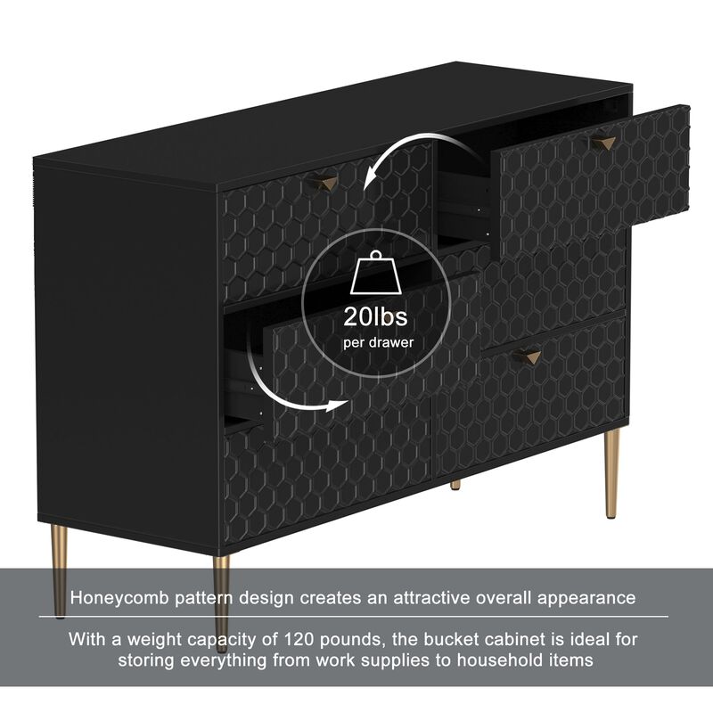 MONDAWE Navy Blue Modern Indoor Accent Storage Cabinet with 6 Drawers for LivingRoom