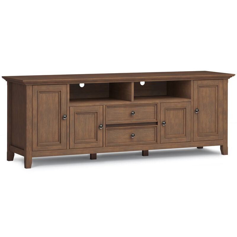 Amherst 72 inch Wide Solid Wood Transitional TV Stand in Rustic Natural Aged Brown