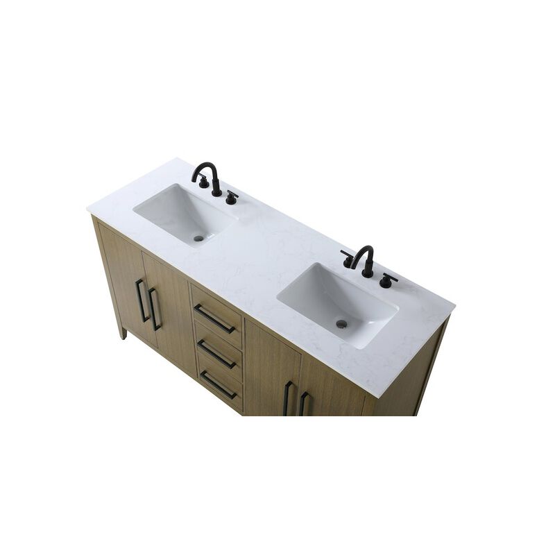 Elegant Kitchen and Bath 60 Inch Double Bathroom Vanity In Chestnut Brown