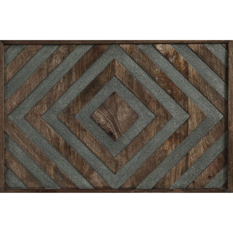 Dreg Cocktail Coffee Table with Diamond Cut Design, Brown Panel Legs