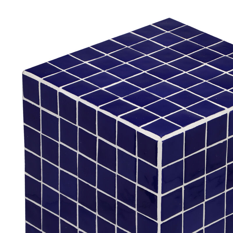 Callista Modern Bohemian Ceramic Tiled Rectangle End Table