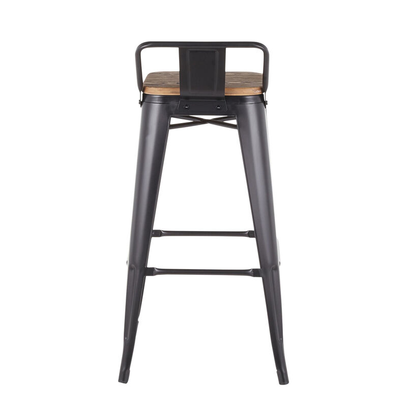 Lumisource Oregon Industrial Low Back Barstool in Black Metal and Wood-Pressed Grain Bamboo - Set of 2 image number 6