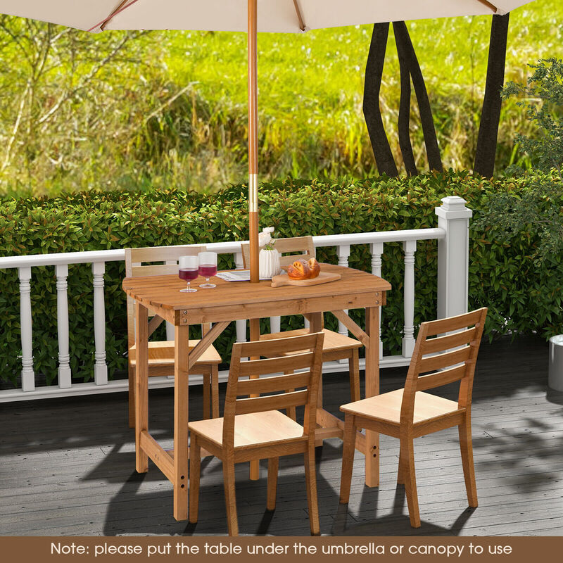 Outdoor Fir Wood Dining Table with Umbrella Hole