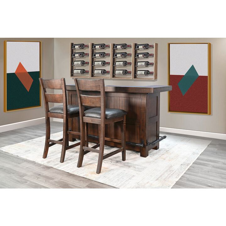Sunny Designs 80" Traditional Wood Home Bar with Stools