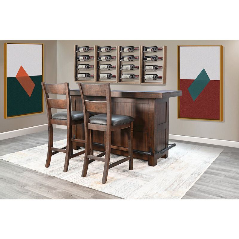 Sunny Designs 80" Traditional Wood Home Bar with Stools image number 1